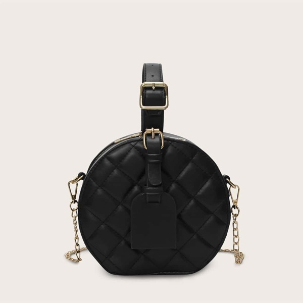 

Круглая стеганая сумка-сэтчел, Чёрный