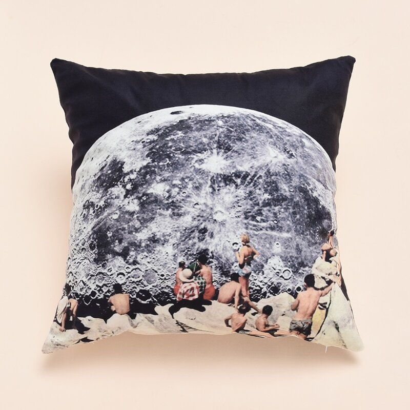 

Moon Print Cushion Cover Without Filler, Multicolor