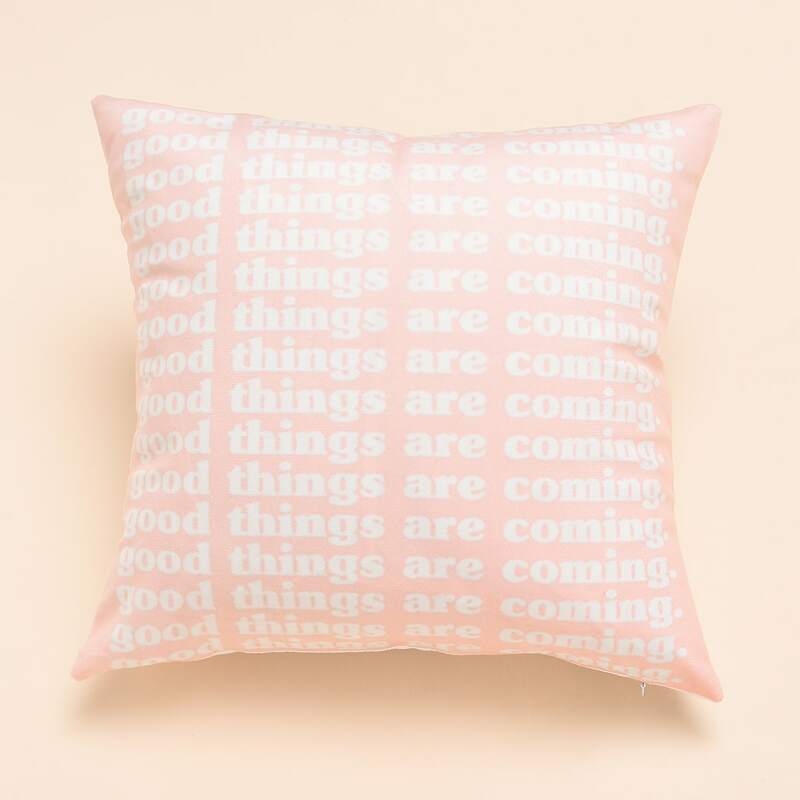 

Slogan Graphic Cushion Cover Without Filler, Pink