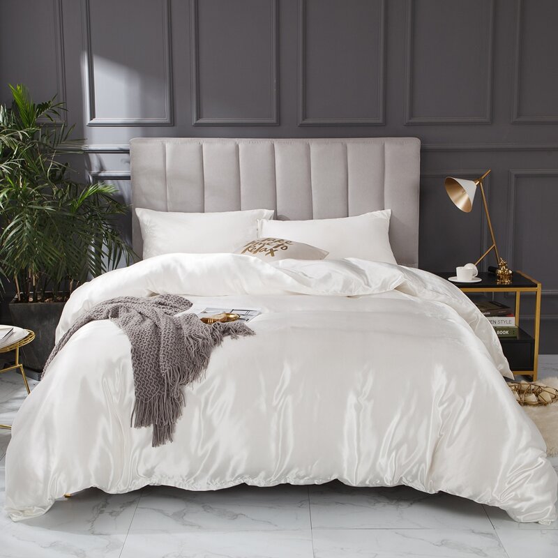 

Plain Satin Duvet Cover Without Filler, White