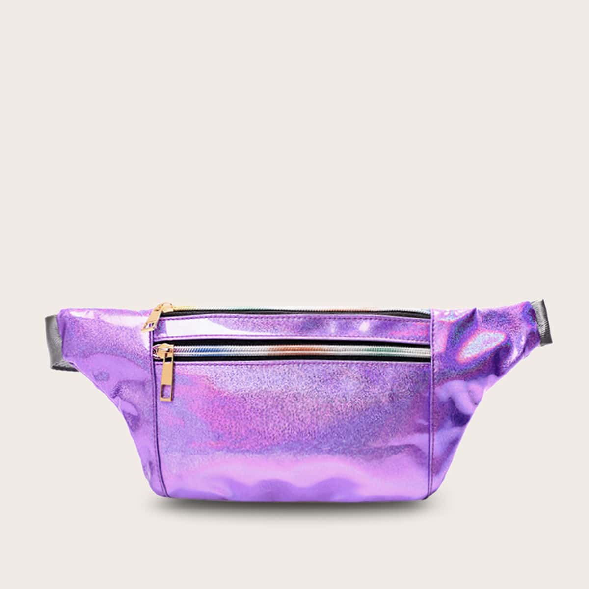 

Double Zip Front Fanny Pack, Purple