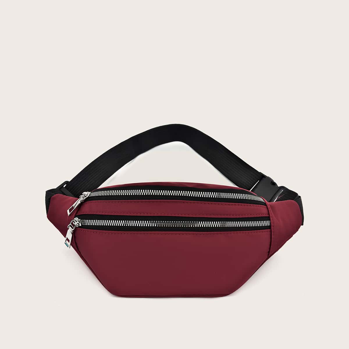 

Double Zip Front Fanny Pack, Burgundy