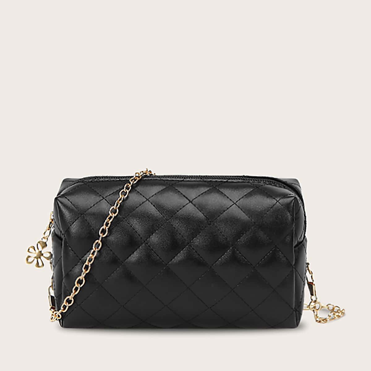 

Quilted Chain Crossbody Bag, Black
