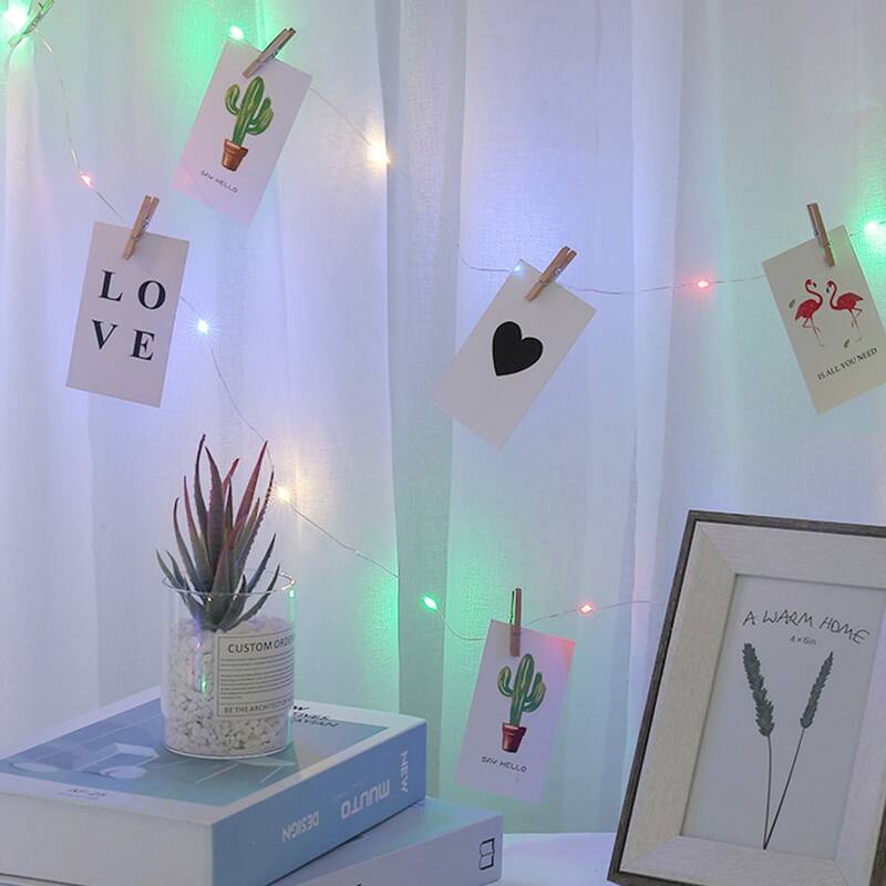

20pcs Colorful Bulb Photo Clip String Light, Multicolor
