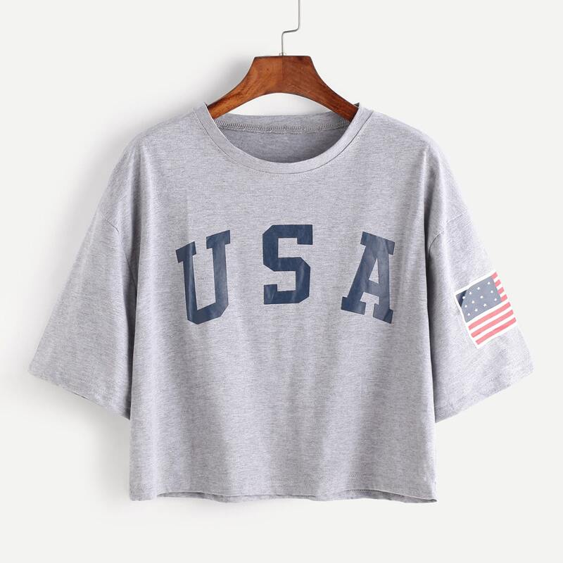 

Grey Letter Print Drop Shoulder T-shirt, Light grey