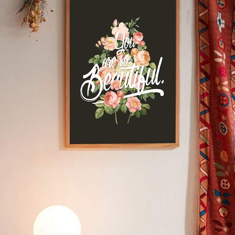 

Floral With Slogan Wall Art Print Without Frame