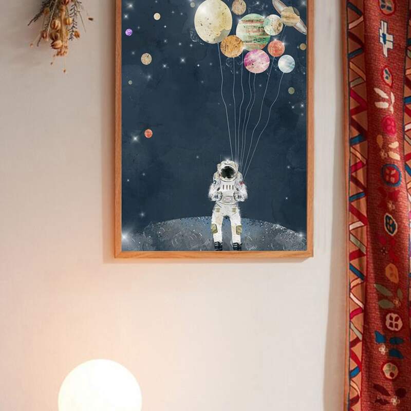 

Astronaut With Balloon Wall Art Print Without Frame, Multicolor