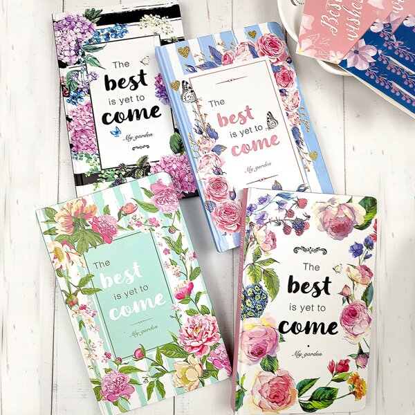 

1pack Floral & Letter Graphic Cover Notebook, Multicolor
