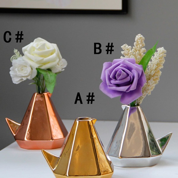 

1pc Bird Shaped Ceramic Flower Vase, Gold