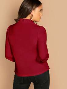 SHEIN Clasi Bluzki Krawat Równy Burgudnia Codzienny