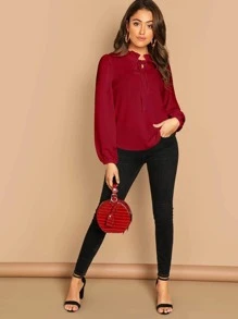 SHEIN Clasi Bluzki Krawat Równy Burgudnia Codzienny