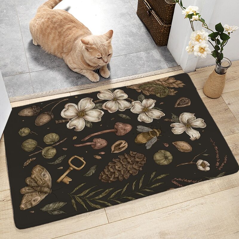 

Flower & Plant Print Floor Mat, Multicolor