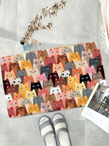 Alfombra de piso con patrón de gato de dibujos animados - Multicolor - Ver 4