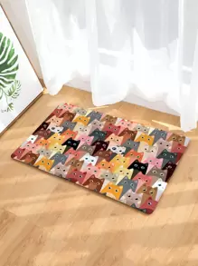 Alfombra de piso con patrón de gato de dibujos animados - Multicolor - Ver 5