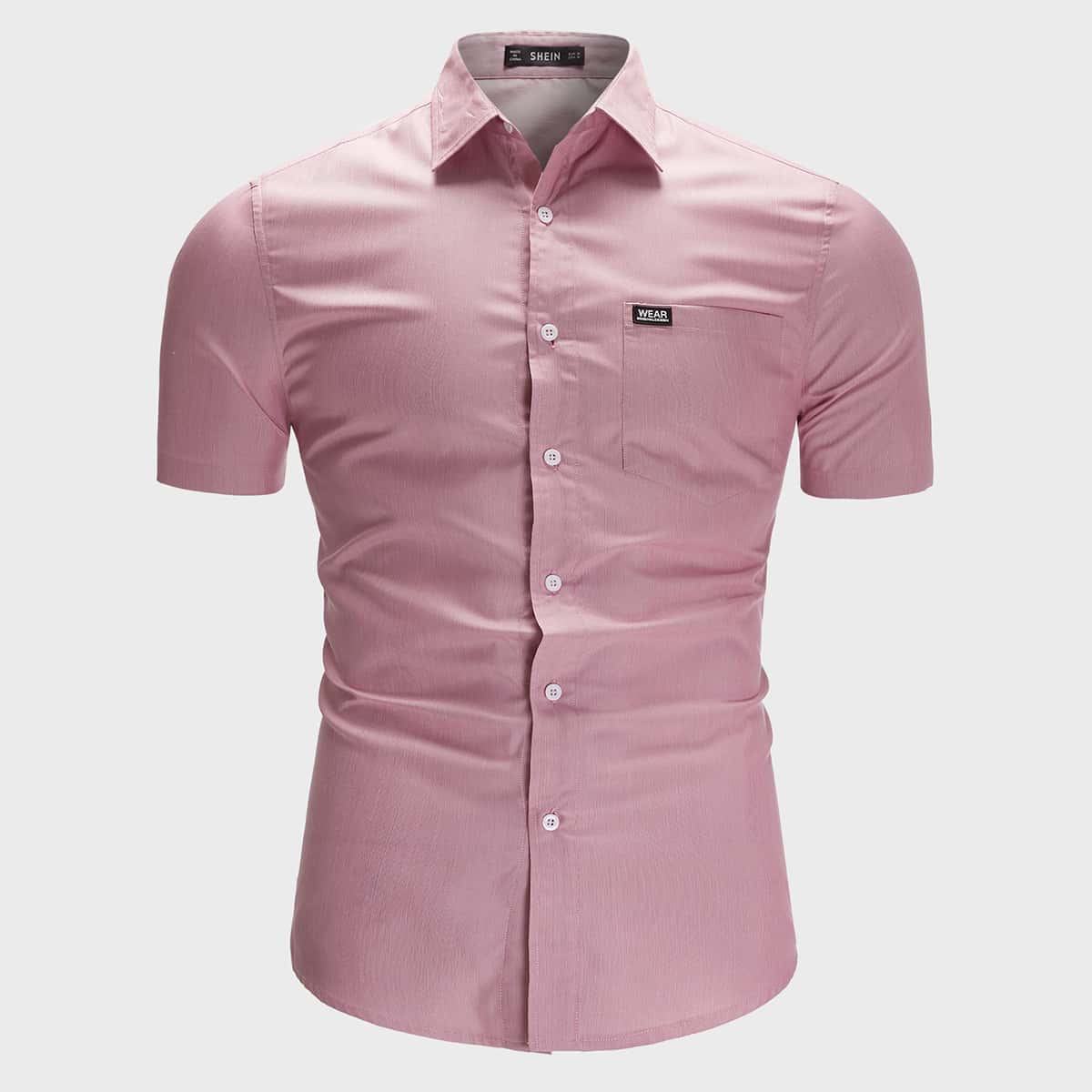 

Guys Letter Patched Pocket Front Shirt, Pink