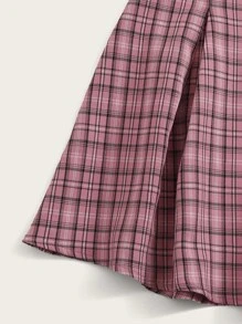 Muchica Solid Crop Tube Top & Plaid Pleated Skirt Set - Multicolor - View 5