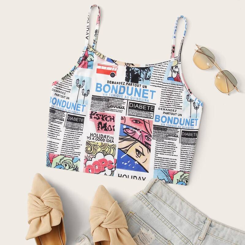 

Pop Art Print Crop Cami, Multicolor