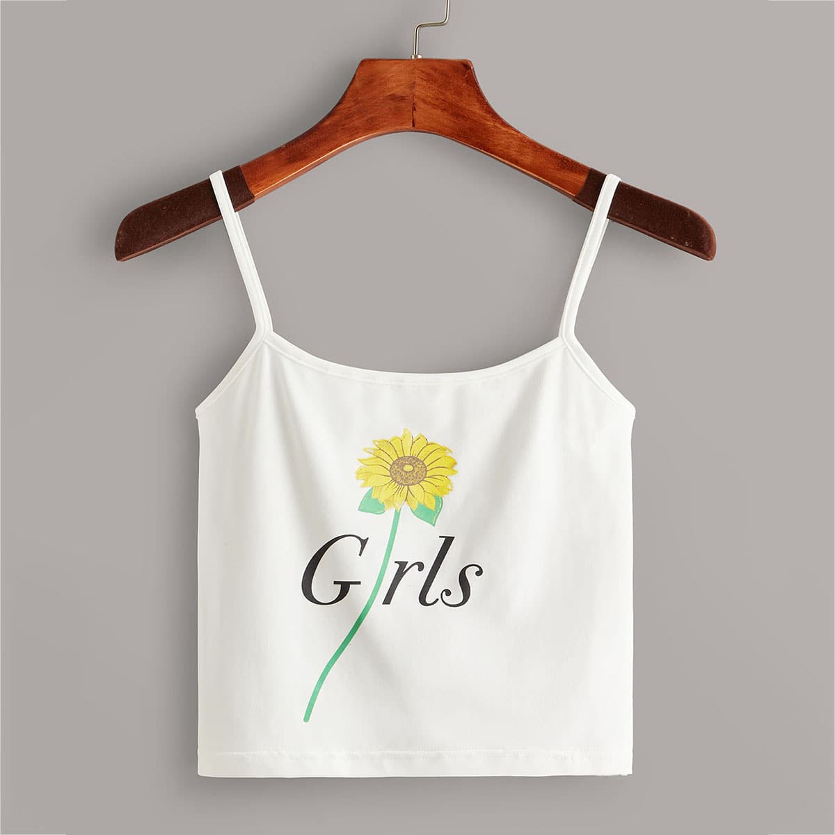 

Flower & Letter Graphic Cami, White