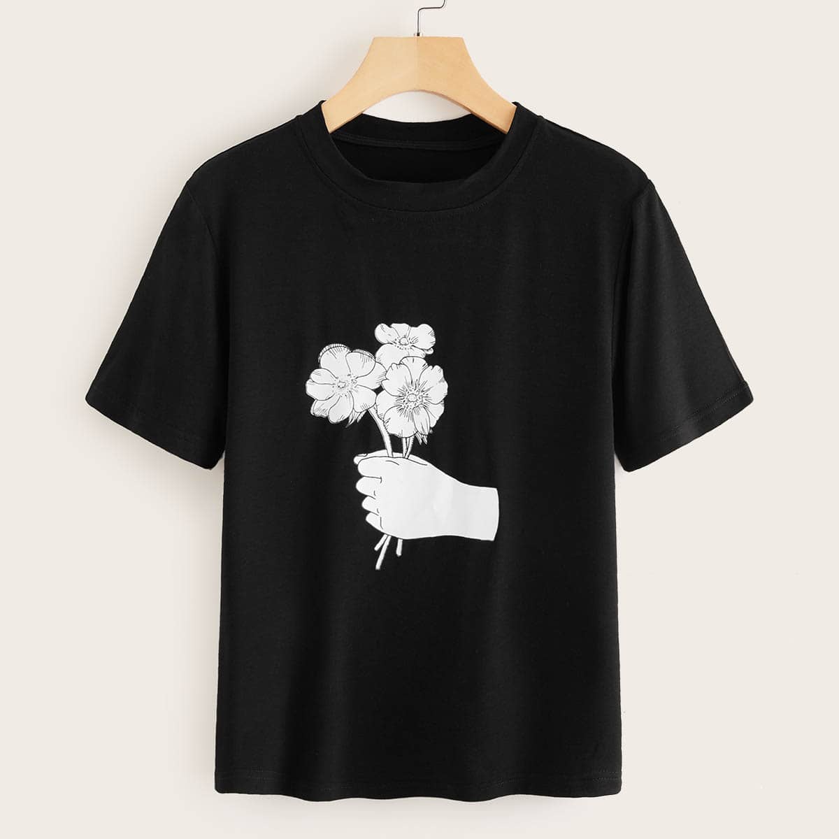 

Flower Graphic Black Tee