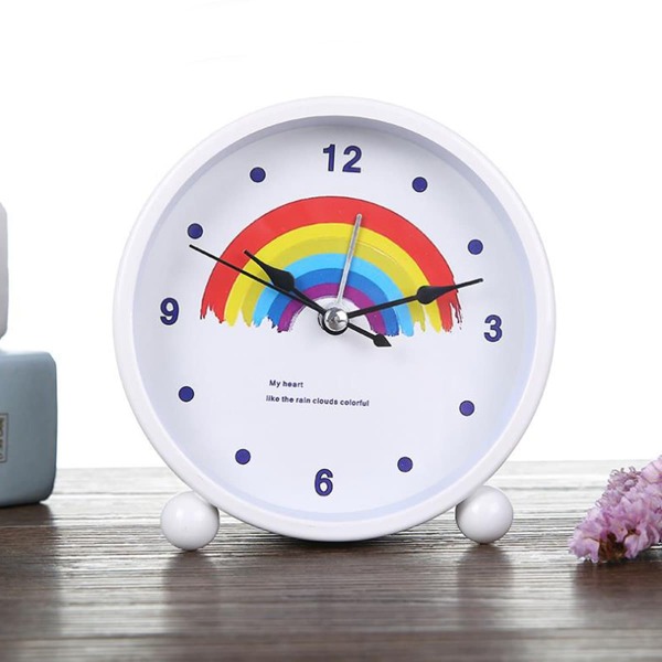 

Rainbow Print Round Table Clock, White