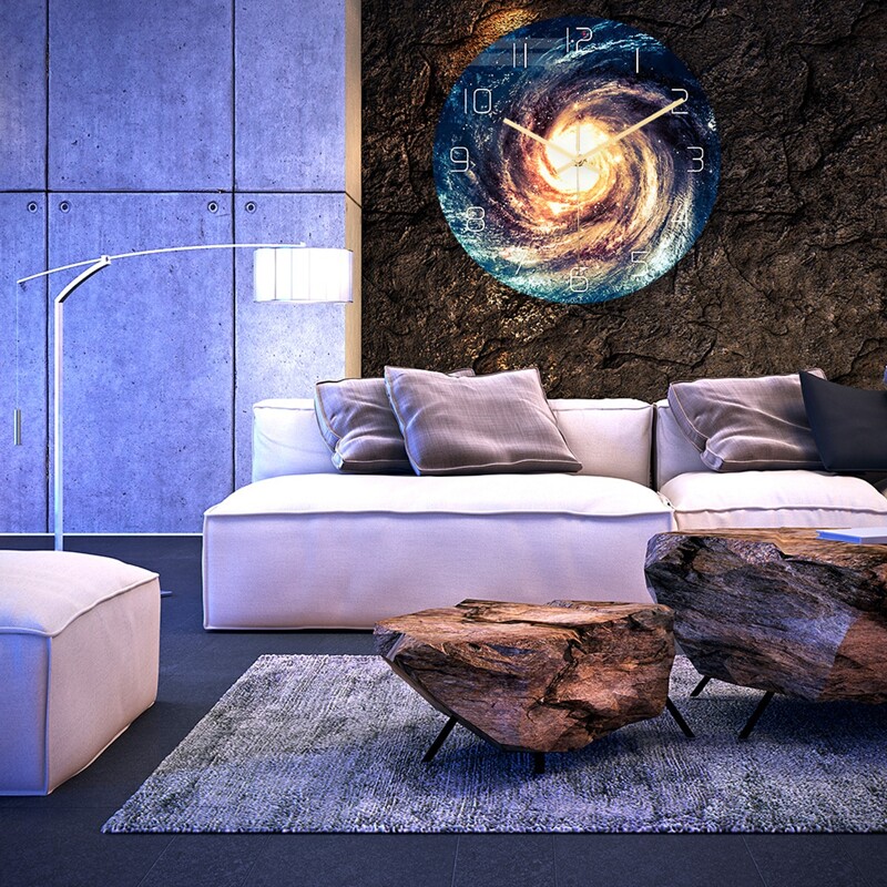 

1pc Universe Galaxy Print Wall Clock, Multicolor