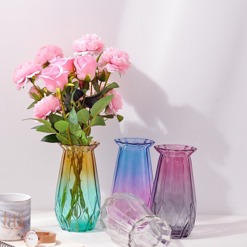 

1pc Gradient Glass Flower Vase