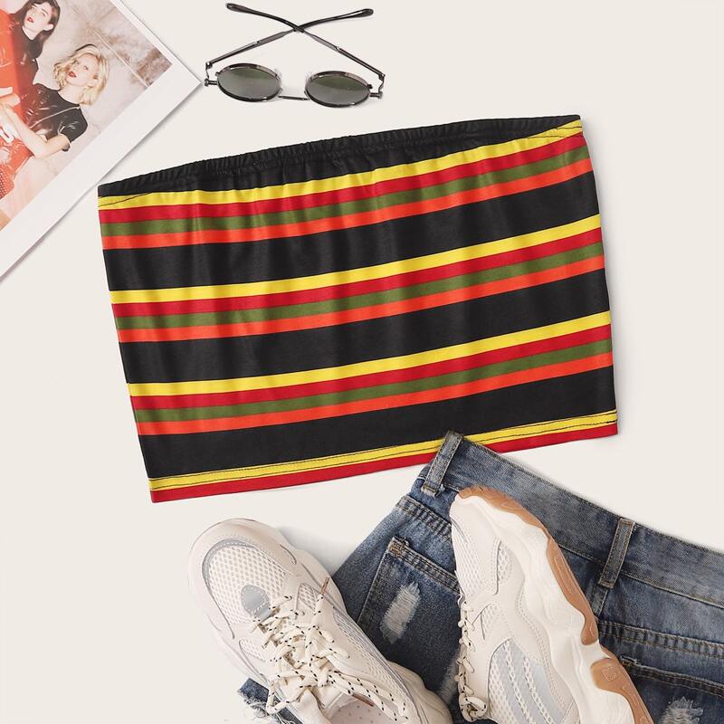 

Colorful Striped Tube Top, Multicolor