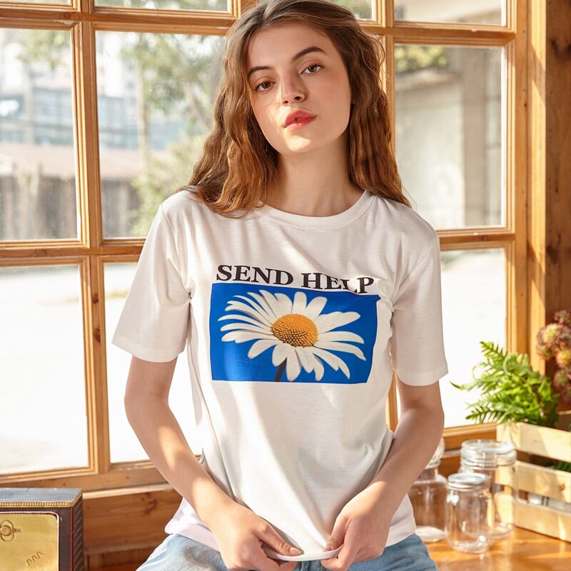 

Flower Graphic Tee, White