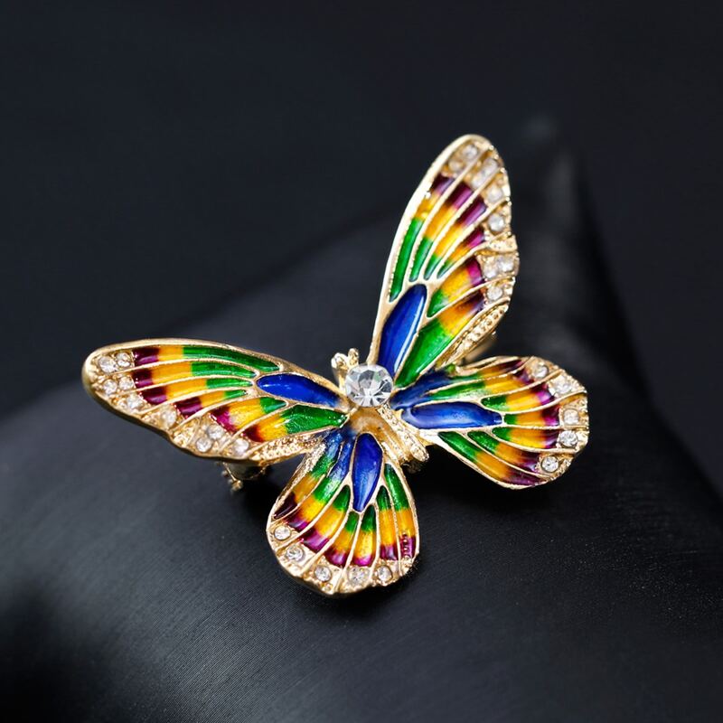 

1pc Rhinestone Engraved Butterfly Design Brooch, Multicolor