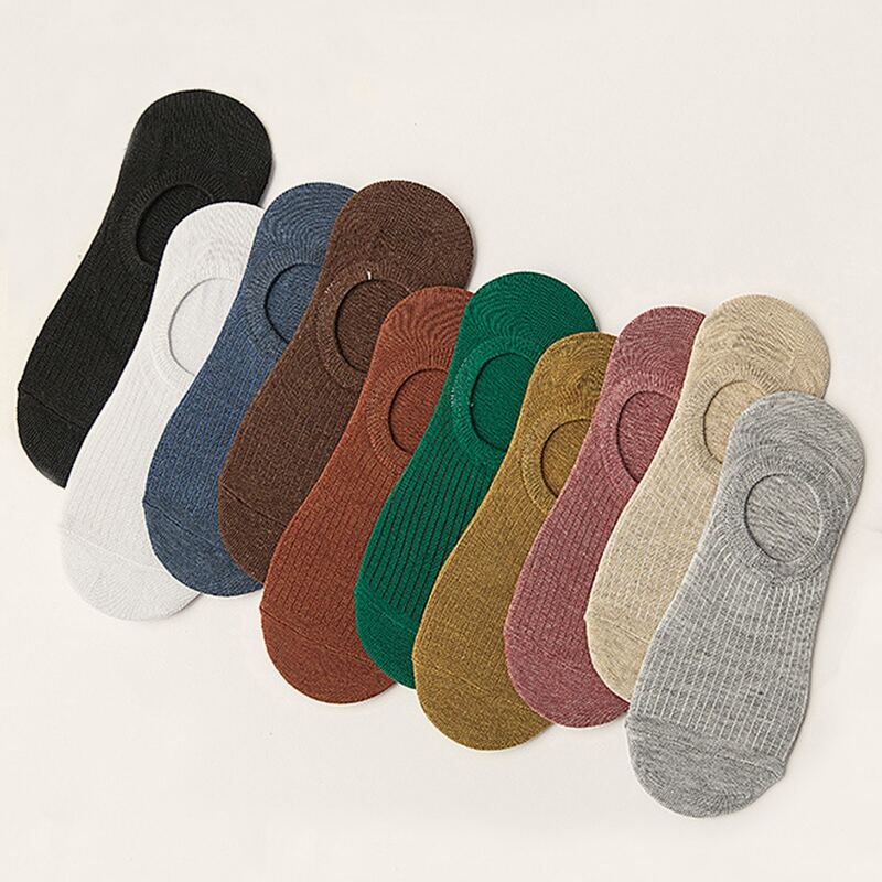 

Multicolored Ribbed No Show Socks - 10 Pairs, Multicolor