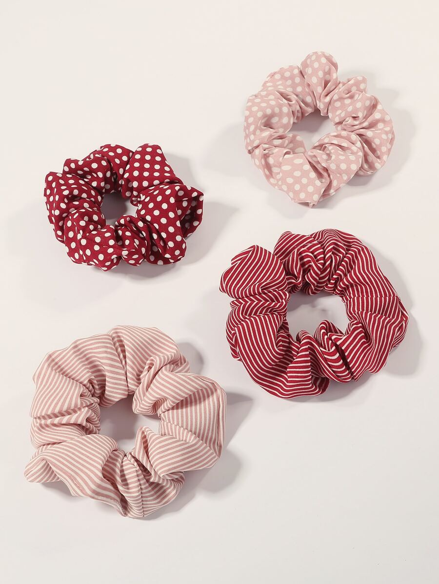 Gumki Do Włosów Typu Scrunchie, 4 szt. - Wielokolorowe - Zobacz 1