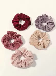 5pcs Ribbed Crumpled Scrunchie - Multicolor - View 1