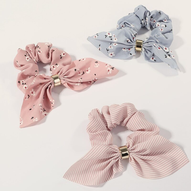 

3pcs Striped Pattern Hair Tie, Multicolor