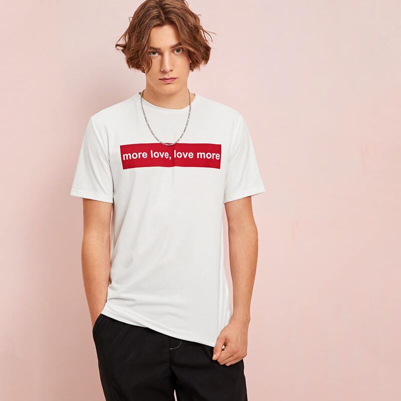 

Guys Slogan Print Top, White