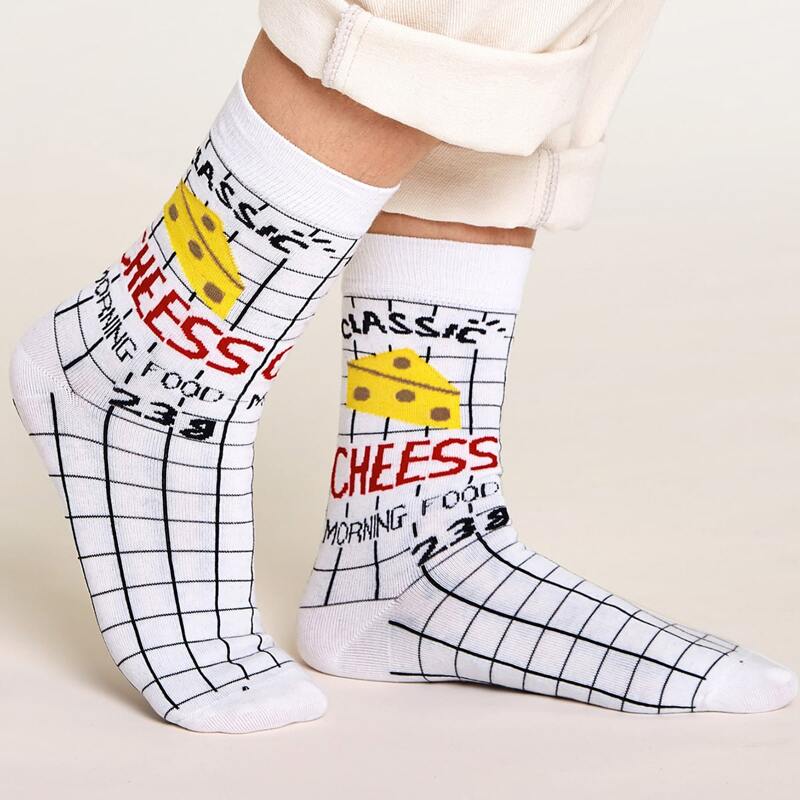 

1pair Plaid & Letter Graphic Socks, White
