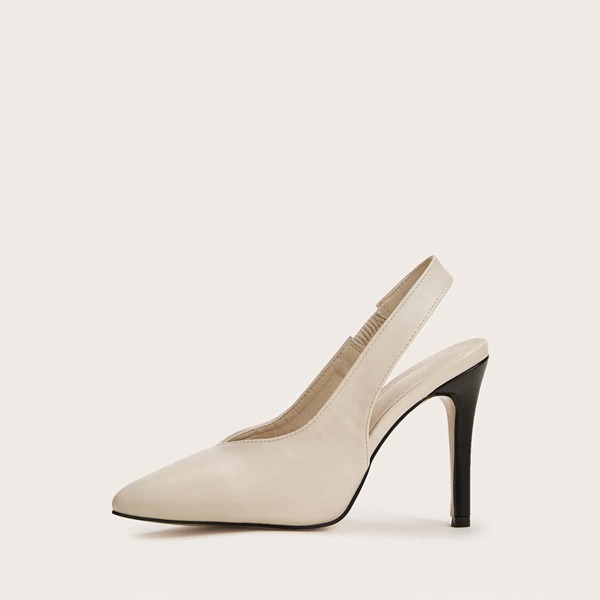 

Point Toe Slingback Stiletto Heels, Beige