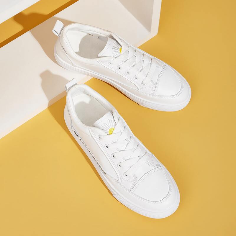 

Letter Graphic Lace-up Front Sneakers, White