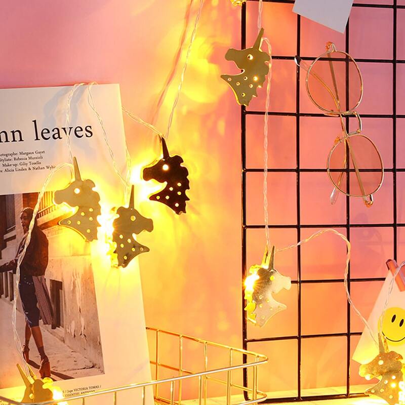 

10pcs Iron Unicorn Shaped Bulb String Light, Yellow