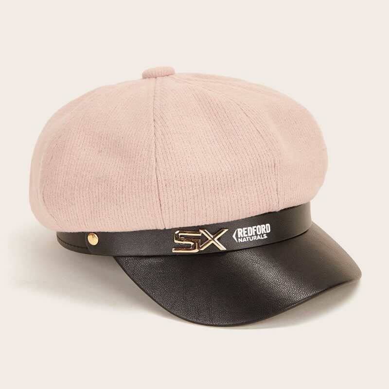 

Letter Graphic Two Tone Baker Boy Hat, Pink