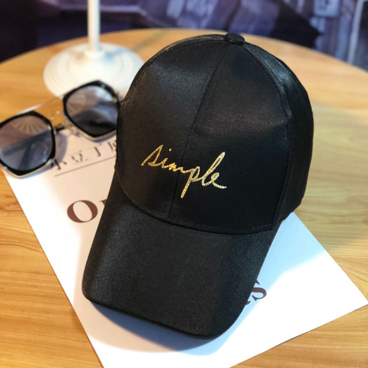 

Letter Embroidered Baseball Cap, Black