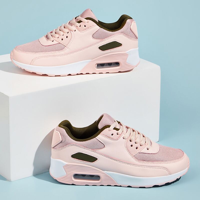 

Lace-up Front Mesh Panel Chunky Sneakers, Pink