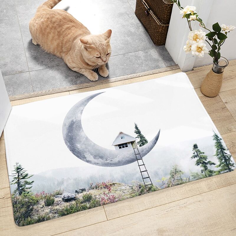 

Moon & Forest Print Floor Mat, Multicolor