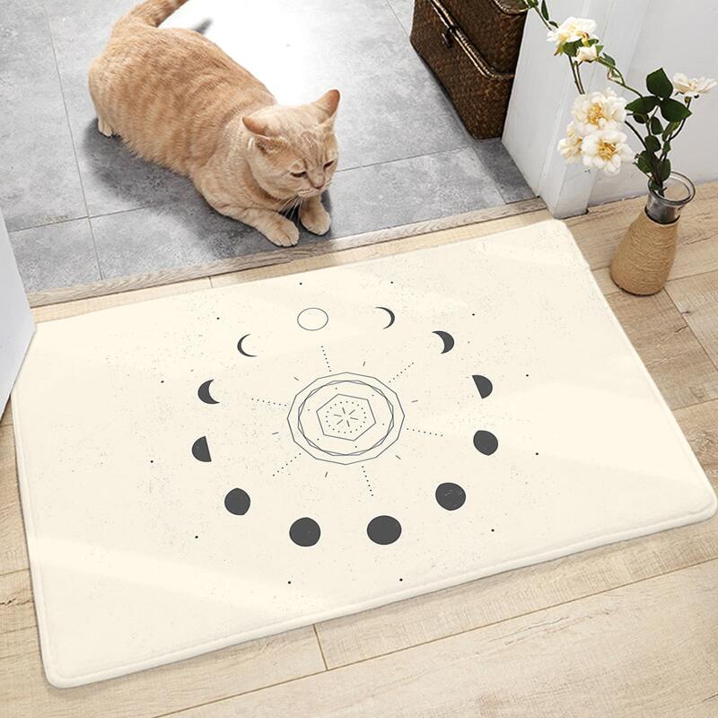 

Moon Print Floor Mat, Black and white