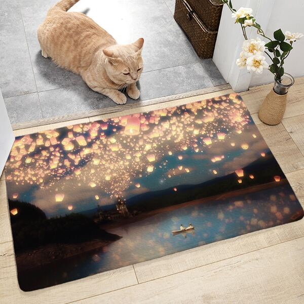 

Sky Lantern Pattern Floor Mat, Multicolor
