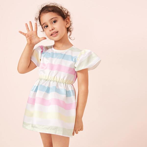

Toddler Girls Striped Color-block A-line Dress, Multicolor