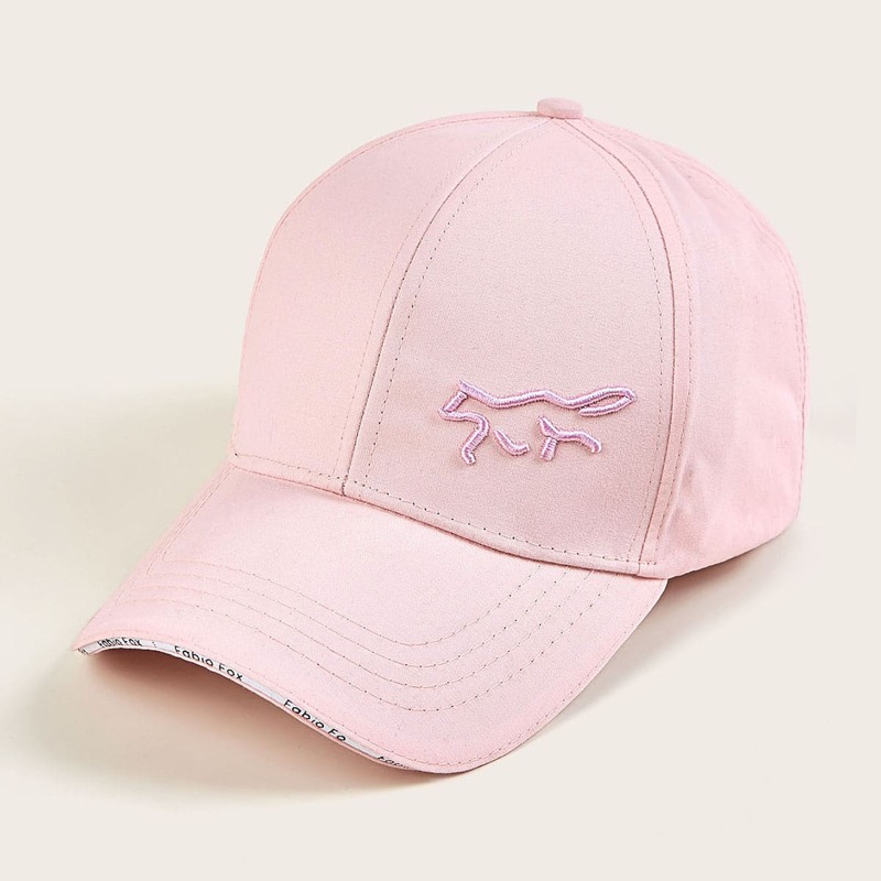 

Animal & Letter Embroidered Baseball Cap, Pink