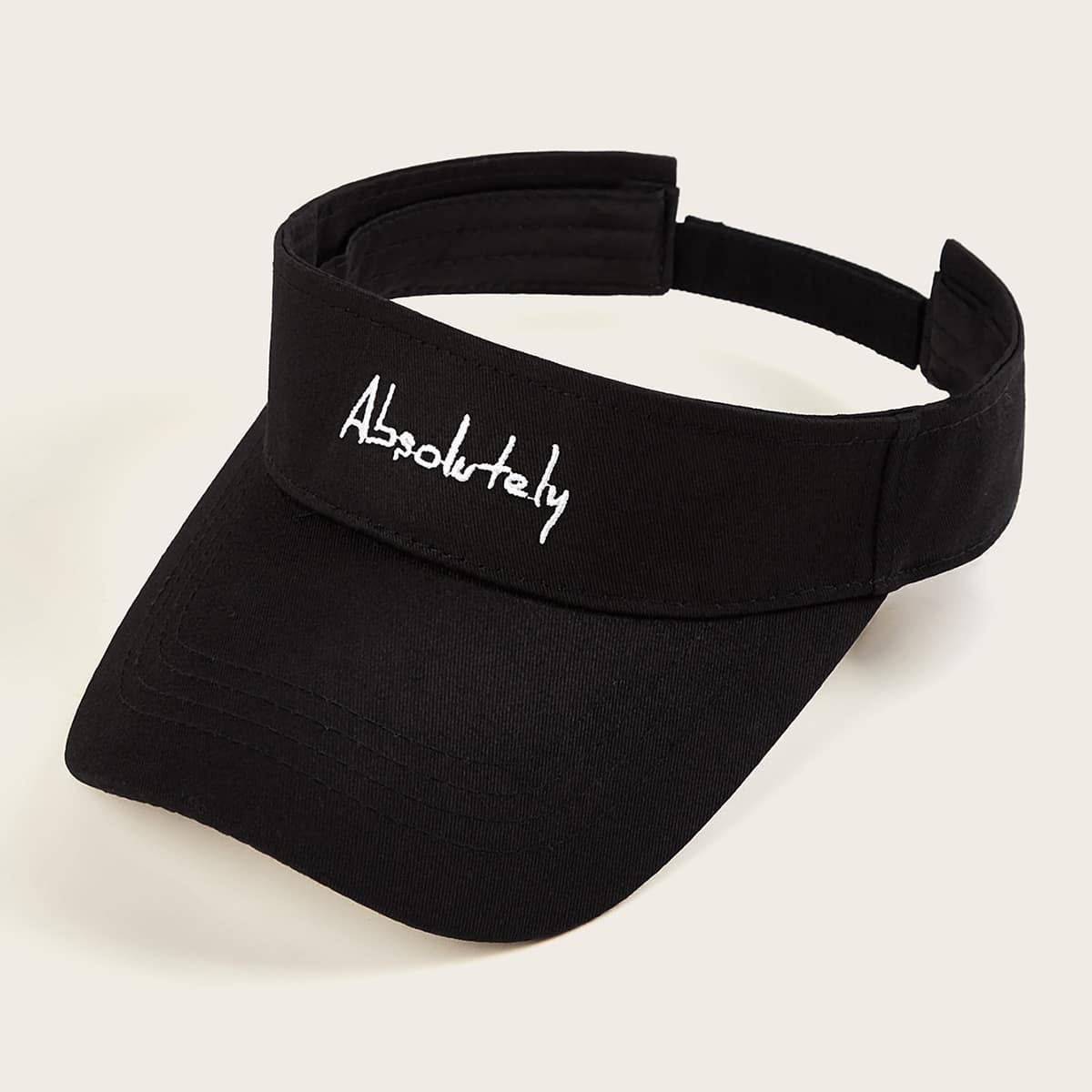 

Letter Embroidered Visor Hat, Black