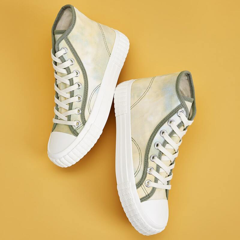 

Lace-up Front High Top Canvas Sneakers, Multicolor