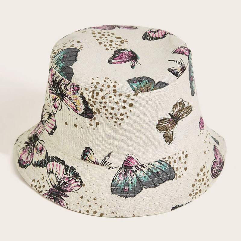 

Butterfly Print Bucket Hat, Multicolor