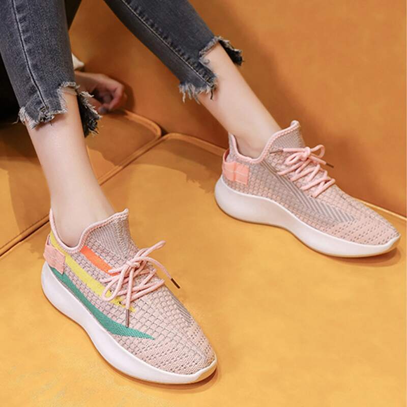 

Color Block Lace-up Front Sneakers, Pink